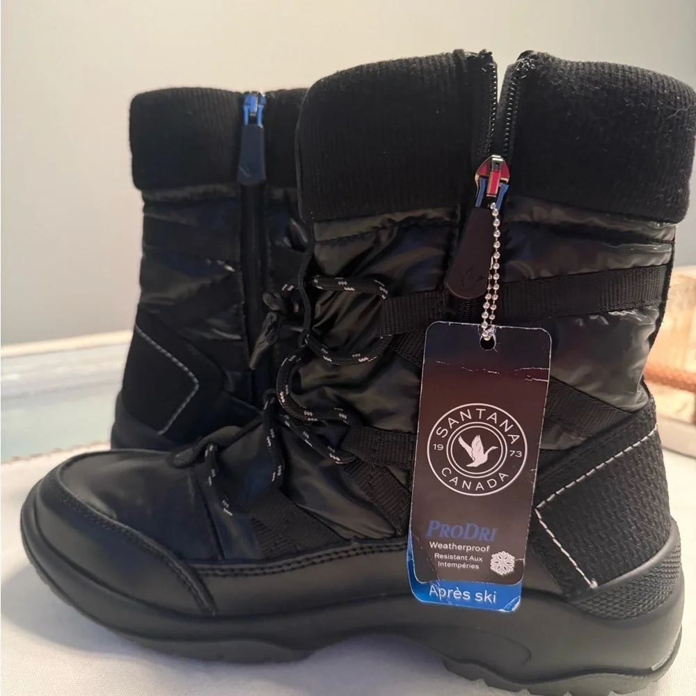 Santana Canada Black Winter Boots Size 6 NWT